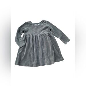 Quincy Mae Size 4-5 Years Velour Long Sleeve Dress in Green Dusk